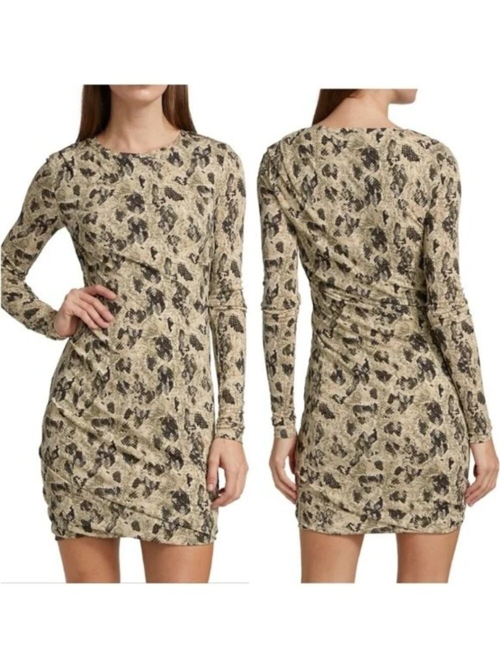Rag & Bone Poppy Snakeskin Bodycon Long Sleeve Mini Dress